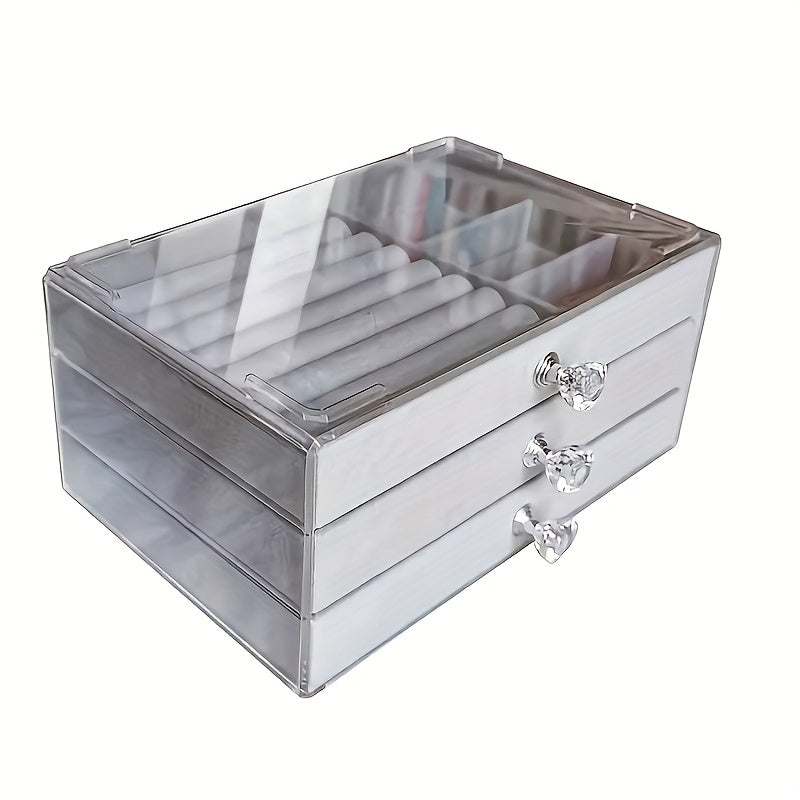 Transparent Plastic Jewelry Storage Box with Drawers - Compact and Durable, Suitable for Earrings, Rings Necklaces Bracelets & Pendants, Jewelry Storage Organizer, Jewelry Box, Large Jewelry Organizer Storage, Jewellery Case, Jewelry Box Packaging,