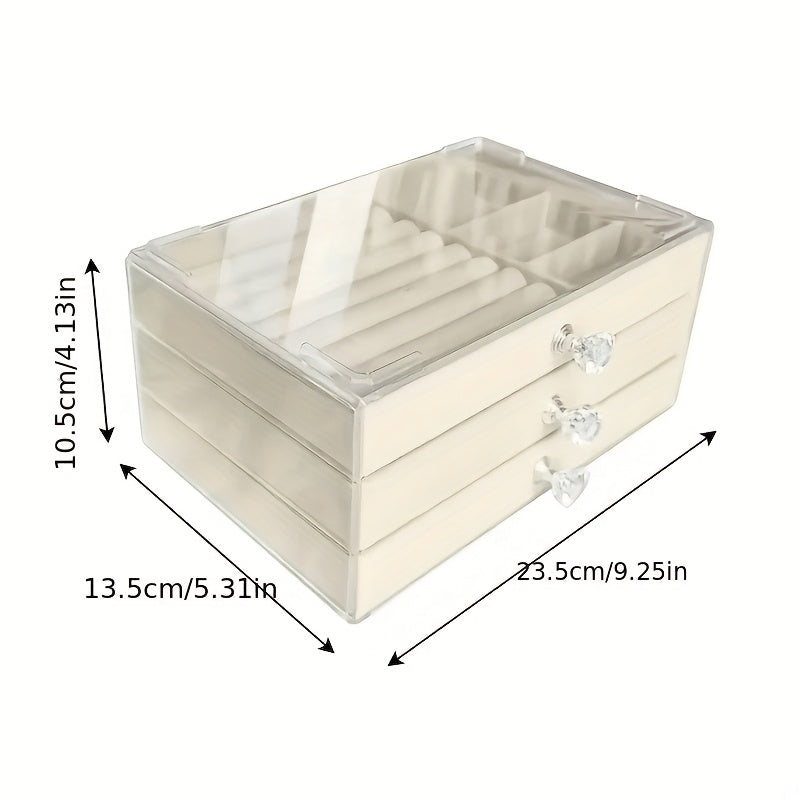 Transparent Plastic Jewelry Storage Box with Drawers - Compact and Durable, Suitable for Earrings, Rings Necklaces Bracelets & Pendants, Jewelry Storage Organizer, Jewelry Box, Large Jewelry Organizer Storage, Jewellery Case, Jewelry Box Packaging,
