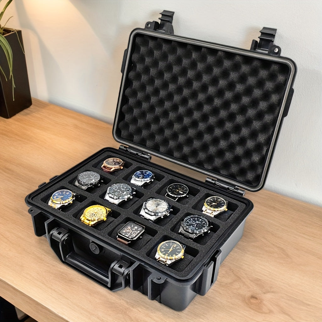 1pc Watch And Jewelry Storage Box, Portable Case, Made of High-Quality PP/ABS Material, Protective Case, Waterproof And Dustproof, Pressure-Resistant And Drop-Resistant, Designed with 4/12/20 Slots, Essential for Organizing Watches And Jewelry, Suitable