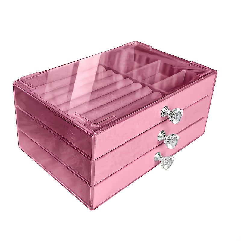 Transparent Plastic Jewelry Storage Box with Drawers - Compact and Durable, Suitable for Earrings, Rings Necklaces Bracelets & Pendants, Jewelry Storage Organizer, Jewelry Box, Large Jewelry Organizer Storage, Jewellery Case, Jewelry Box Packaging,