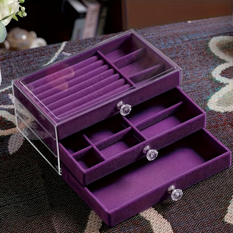 Transparent Plastic Jewelry Storage Box with Drawers - Compact and Durable, Suitable for Earrings, Rings Necklaces Bracelets & Pendants, Jewelry Storage Organizer, Jewelry Box, Large Jewelry Organizer Storage, Jewellery Case, Jewelry Box Packaging,