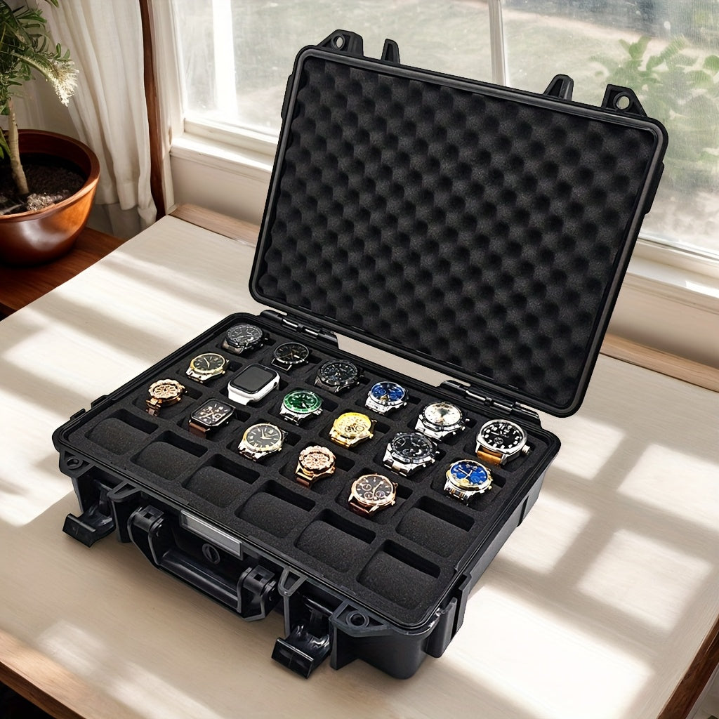 Premium Watch and Jewelry Storage Case, Protective Box, Multifunctional Wristwatch Jewelry Organizer Suitcase, Durable Hard Shell Design, Shockproof and Dustproof, Suitable for Store Display, Home Storage, Business Travel