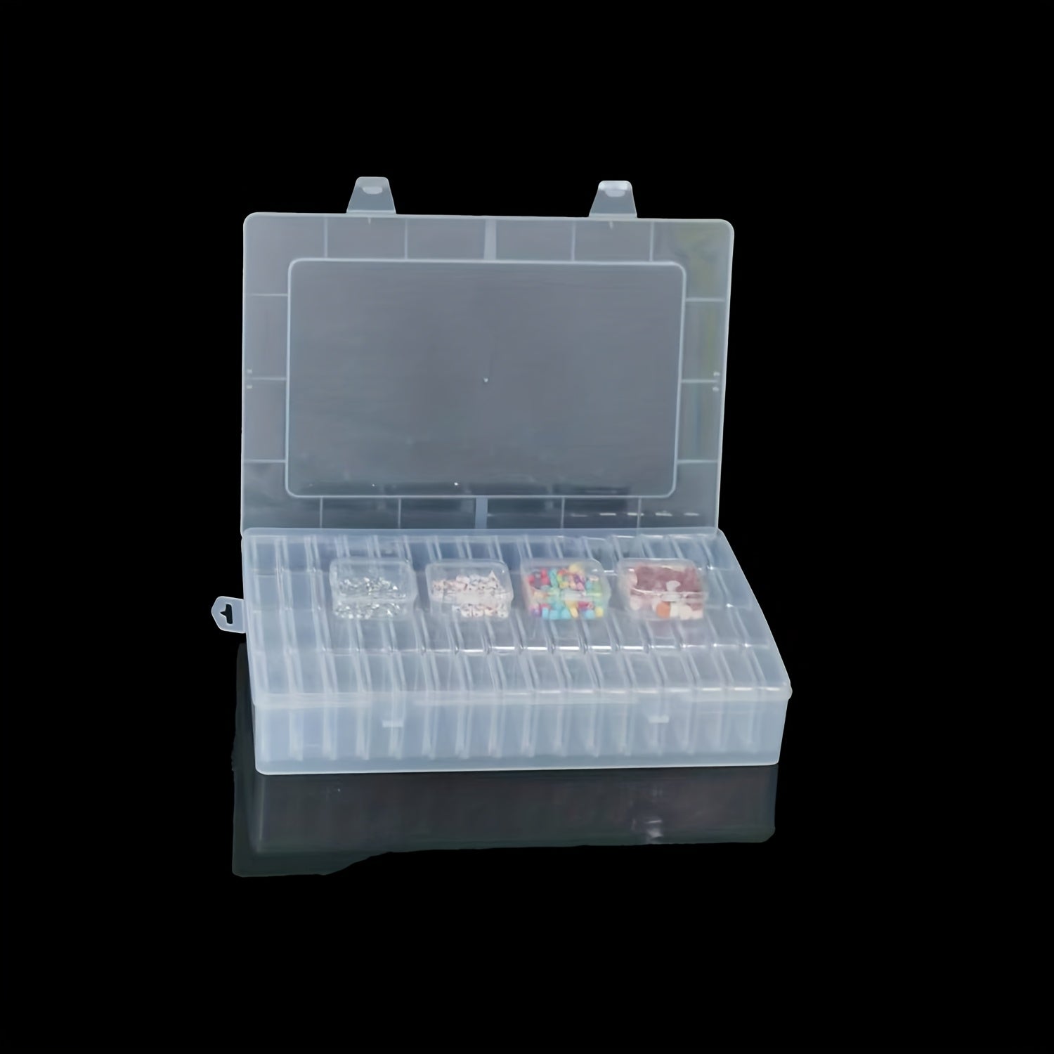 64pcs Mini Transparent Plastic Storage Boxes with Hinged Lids - Ideal for Bead Organization, DIY Jewelry Making, Craft Projects - 13.3x9x1.5 Inches, Craft Storage|Transparent Storage Box|Secure Closure Box