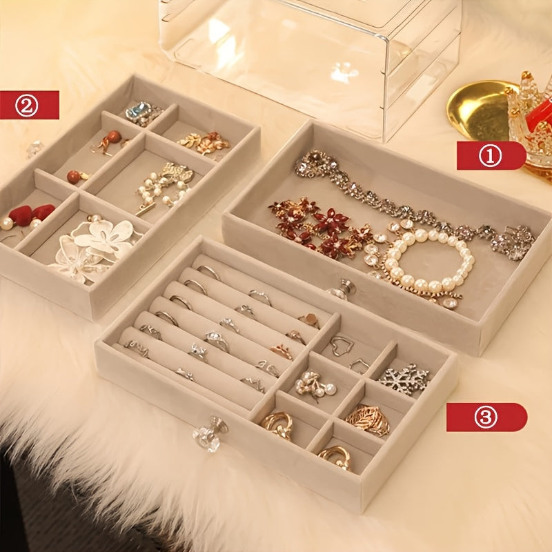 Transparent Plastic Jewelry Storage Box with Drawers - Compact and Durable, Suitable for Earrings, Rings Necklaces Bracelets & Pendants, Jewelry Storage Organizer, Jewelry Box, Large Jewelry Organizer Storage, Jewellery Case, Jewelry Box Packaging,