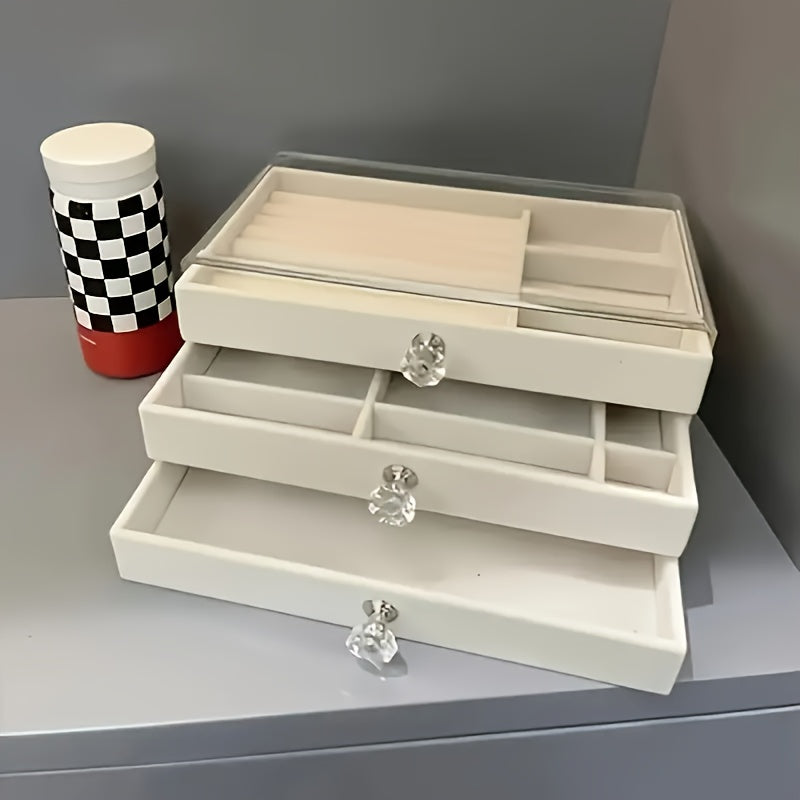 Transparent Plastic Jewelry Storage Box with Drawers - Compact and Durable, Suitable for Earrings, Rings Necklaces Bracelets & Pendants, Jewelry Storage Organizer, Jewelry Box, Large Jewelry Organizer Storage, Jewellery Case, Jewelry Box Packaging,