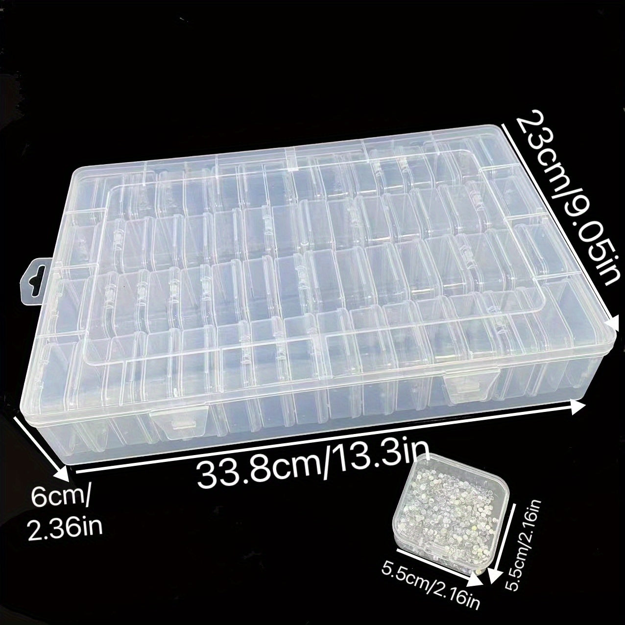 64pcs Mini Transparent Plastic Storage Boxes with Hinged Lids - Ideal for Bead Organization, DIY Jewelry Making, Craft Projects - 13.3x9x1.5 Inches, Craft Storage|Transparent Storage Box|Secure Closure Box
