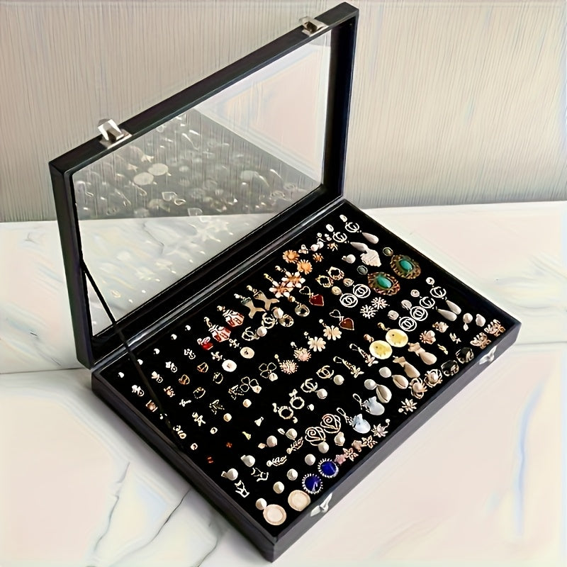 Transparent Jewelry Storage Box - Faux Leather Display Case for Earrings, Rings, Necklaces & Bracelets - Exquisite Gift Organizer with Snap Closure, Multi-Compartment Design & Fabric-Lined Interior, Jewelry Organizer Storage, Jewelry Boxes