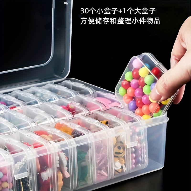60 Small Boxes + 2 Large Boxes, Set of 2 Transparent Plastic Storage Containers - Perfect for Beads, Jewelry & Crafts - Durable Organizer Solution, Ideal Gift for Yourself or Jewelry Box