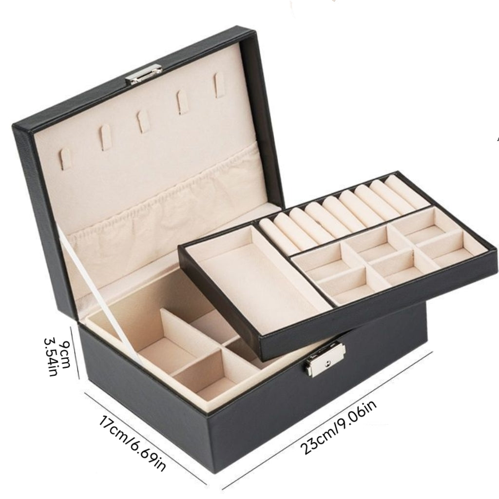 Elegant White Faux Leather Jewelry Organizer Box with Lock - Multi-Compartment Design for Necklaces, Earrings, Bracelets & Watches - Perfect Gift for Birthdays, Anniversaries & Special Occasions, Jewelry Gift Box, Secure Storage, Highquality Craftsmanship