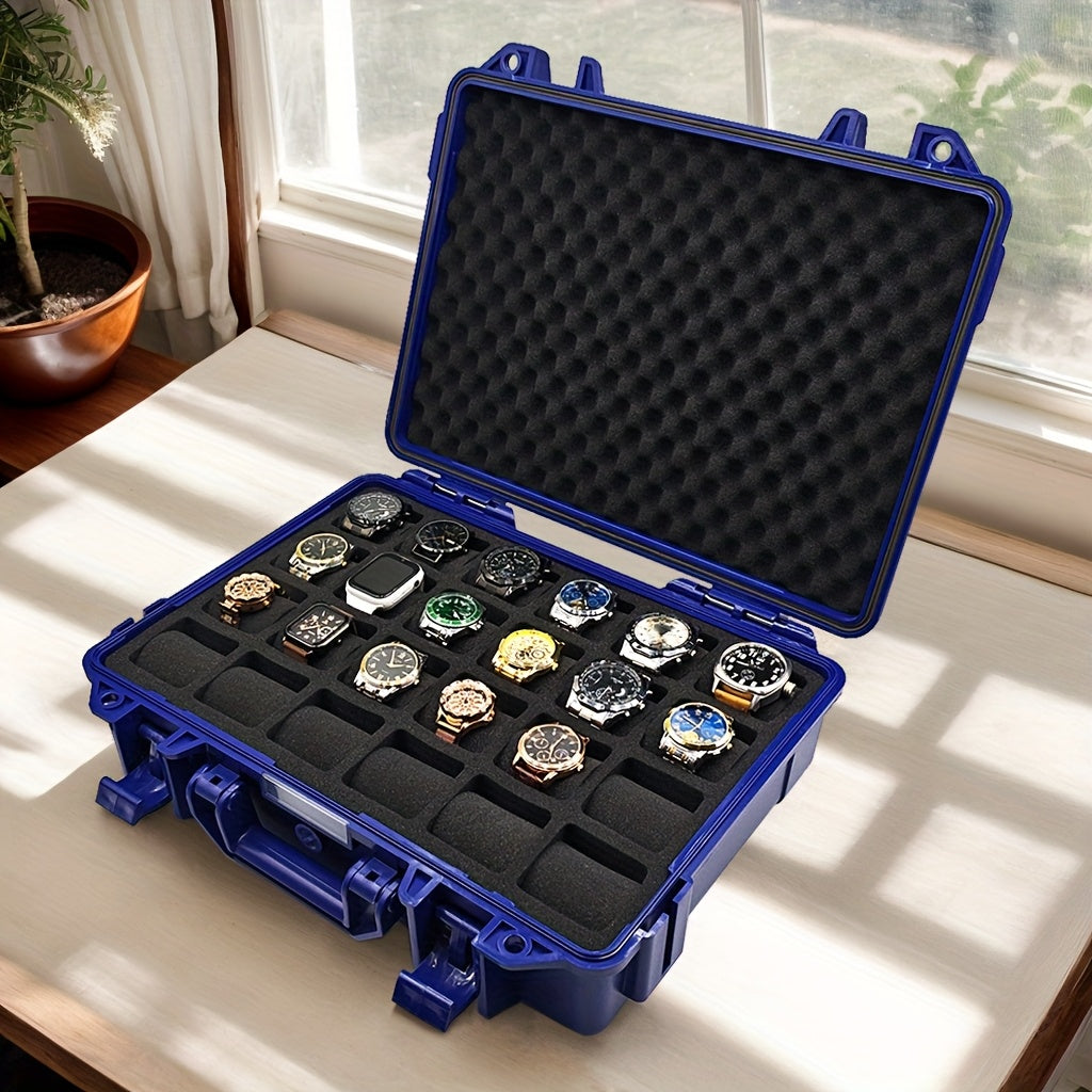 Premium Watch and Jewelry Storage Case, Protective Box, Multifunctional Wristwatch Jewelry Organizer Suitcase, Durable Hard Shell Design, Shockproof and Dustproof, Suitable for Store Display, Home Storage, Business Travel