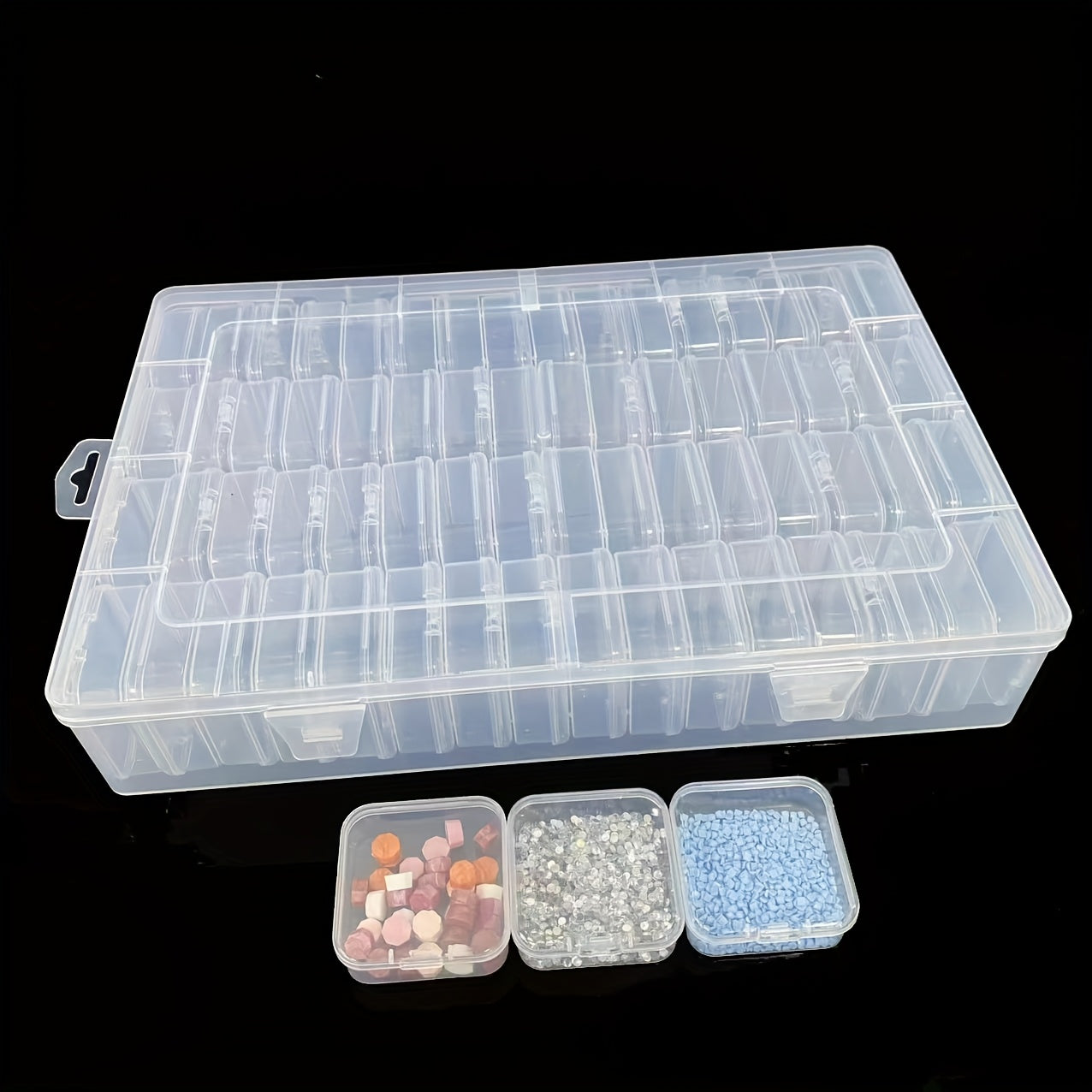 64pcs Mini Transparent Plastic Storage Boxes with Hinged Lids - Ideal for Bead Organization, DIY Jewelry Making, Craft Projects - 13.3x9x1.5 Inches, Craft Storage|Transparent Storage Box|Secure Closure Box
