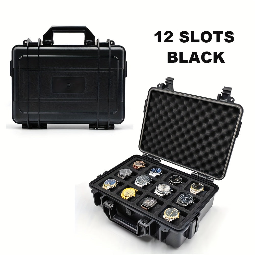 1pc Premium Watch Jewelry Storage Box, Protective Case, Portable ABS/PP Material Watch And Jewelry Storage Box, Suitcase, Pressure-Resistant And Drop-Proof, Waterproof And Dustproof. Large Capacity with Designs for Up to 12/20/30 Slots. Available in Blue,