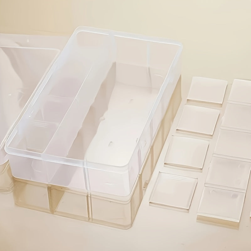 2pcs Large Transparent Plastic Storage Box with 15 Compartments - Suitable for Beads, Jewelry, Crafts, etc, Transparent Plastic Storage Box for Jewelry, Jewelry Box, Bead Organizer, Home Organization, Classic Design, Rectangular Container, Lightweight