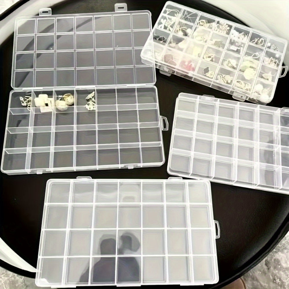 6pcs Clear Plastic Storage Box Set with Lids - Heavy-Duty Transparent Organizer with Labelled Compartments, Durable Stackable Design & Rounded Corners for Jewelry, Beads, Buttons, Screws, Nuts, Bolts - Ideal Moving Gift, Home & Office Organization (24