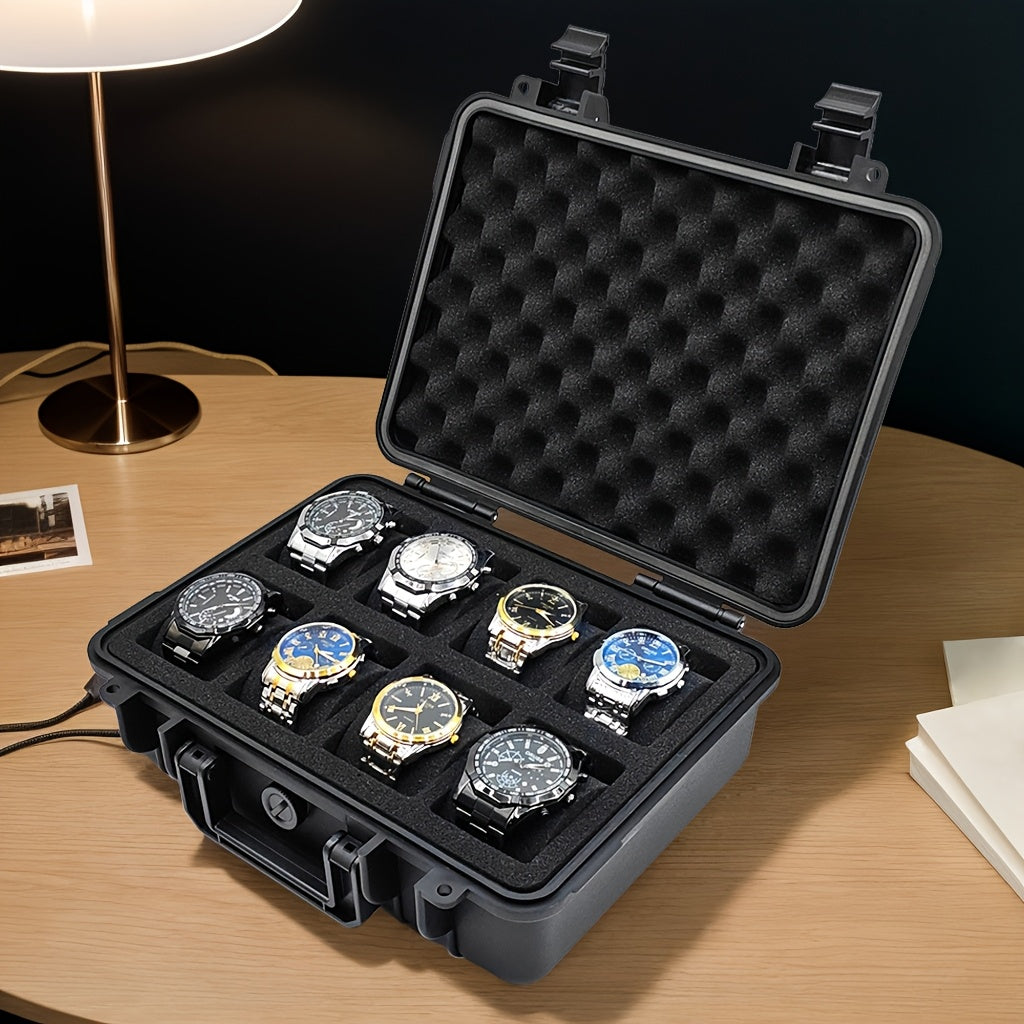 Premium Watch and Jewelry Storage Case, Protective Box, Multifunctional Wristwatch Jewelry Organizer Suitcase, Durable Hard Shell Design, Shockproof and Dustproof, Suitable for Store Display, Home Storage, Business Travel