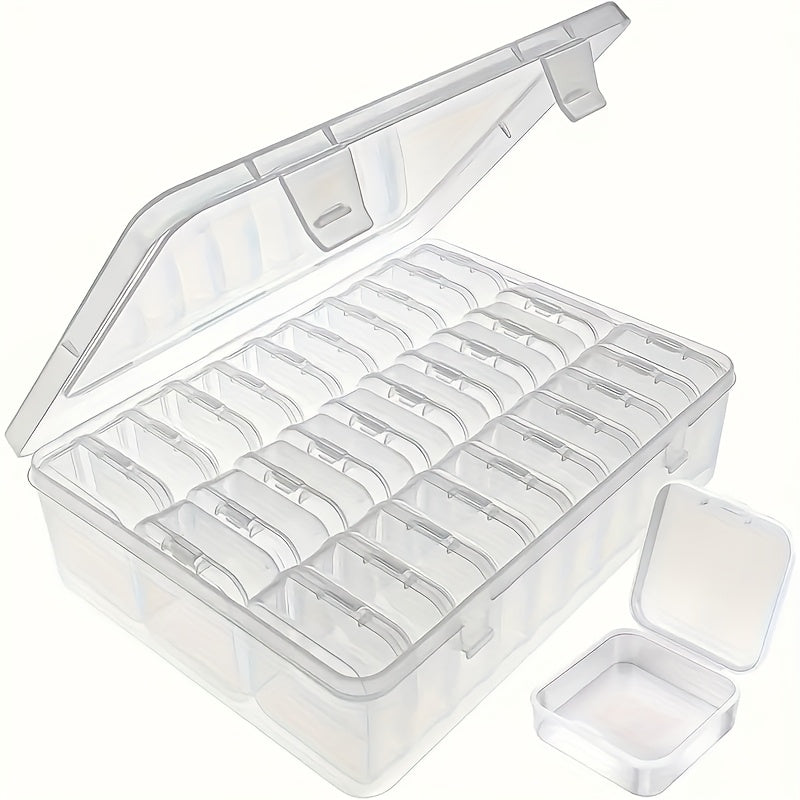 Large capacity jewelry box with 30 compartments, transparent plastic storage box equipped with small storage containers, very suitable for organizing pearls, jewelry and small objects, Jewelry Boxes