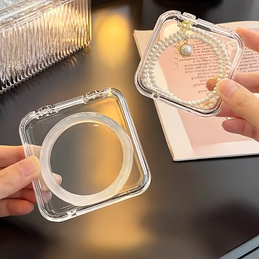 2pcs Wall-Mounted Jewelry Organizer Box, Large Capacity Clear Plastic Storage for Earrings, Necklaces & Accessories, Stylish Wall Decor & Perfect Gift for Mother’s Day or Holidays, Wallmounted Organizer | Transparent Storage | Grid Layout Storage, Jewelry