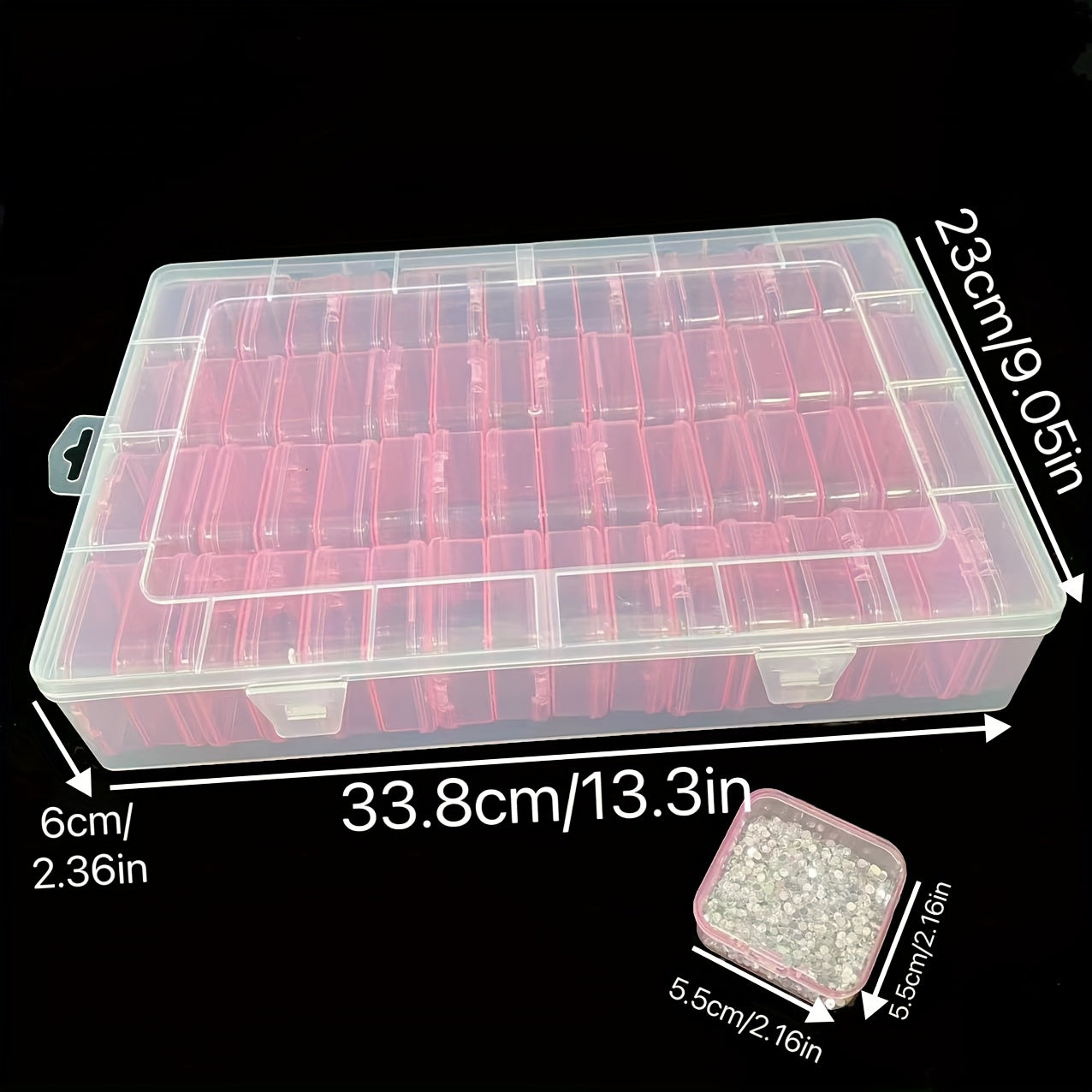 64pcs Mini Transparent Plastic Storage Boxes with Hinged Lids - Ideal for Bead Organization, DIY Jewelry Making, Craft Projects - 13.3x9x1.5 Inches, Craft Storage|Transparent Storage Box|Secure Closure Box