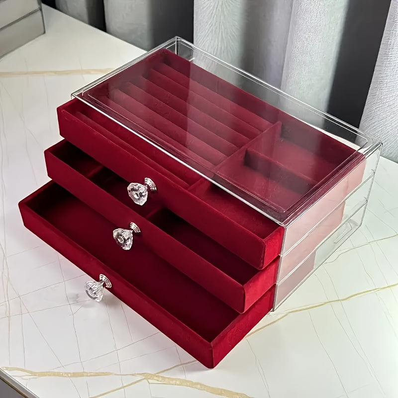Transparent Plastic Jewelry Storage Box with Drawers - Compact and Durable, Suitable for Earrings, Rings Necklaces Bracelets & Pendants, Jewelry Storage Organizer, Jewelry Box, Large Jewelry Organizer Storage, Jewellery Case, Jewelry Box Packaging,