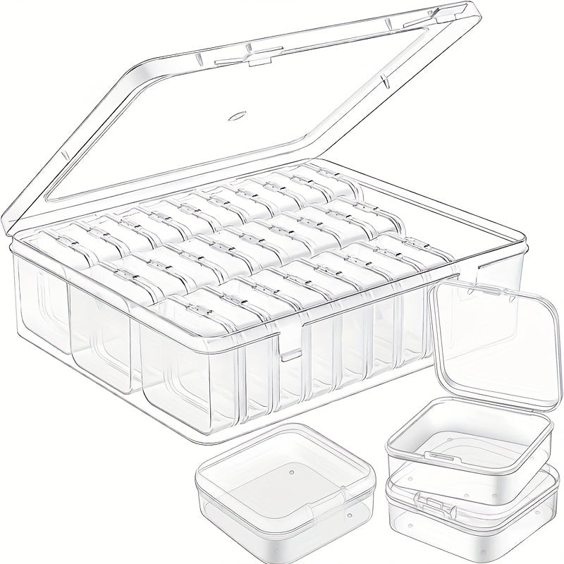 60 Small Boxes + 2 Large Boxes, Set of 2 Transparent Plastic Storage Containers - Perfect for Beads, Jewelry & Crafts - Durable Organizer Solution, Ideal Gift for Yourself or Jewelry Box