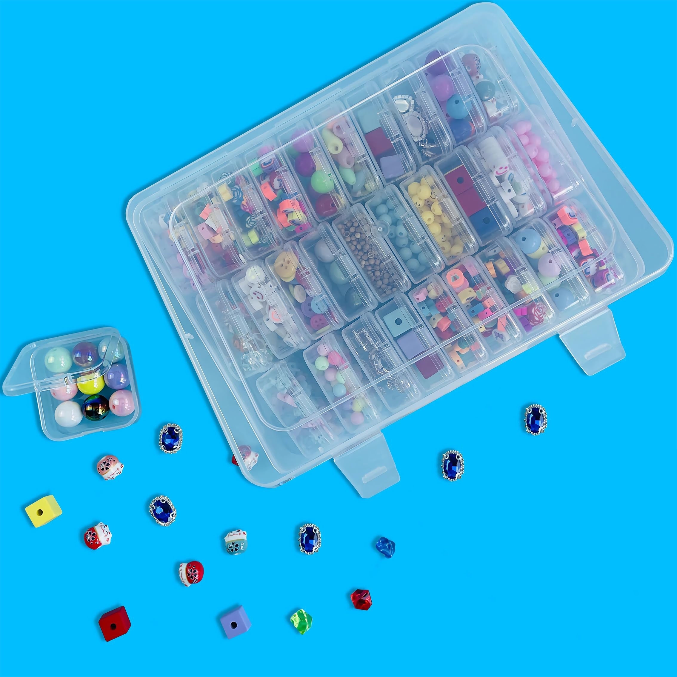 20/30pcs 30 Small Clear Plastic Boxes in Large Box: Portable Travel Storage Set for Jewelry, Crafts, and Small Items - DIY Crafts, Beading Storage, Beading & Jewelry Making