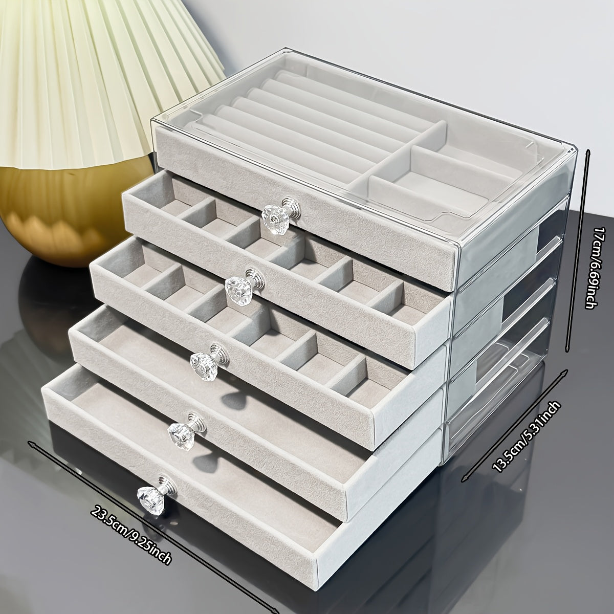 1pc Elegant 7-Layer Large Capacity Jewelry Organizer Box with Soft Flannel Lining - Light Blue Plastic Storage Case for Bracelets, Necklaces, Earrings, Rings - Multi-Compartment Design with Secure Clasp Closure, Classic Octagonal Shape for Vanity or Desk,