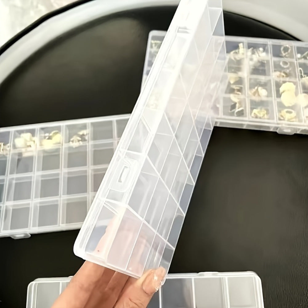 6pcs Set Clear Plastic Storage Box with Lid - 24-Compartment Organizer with Dividers, Durable Transparent Design for Jewelry, Beads, Screws, Buttons & Small Parts - Ideal Housewarming Gift, Moving Storage Solution, Compact & Sturdy Plastic Case, Home