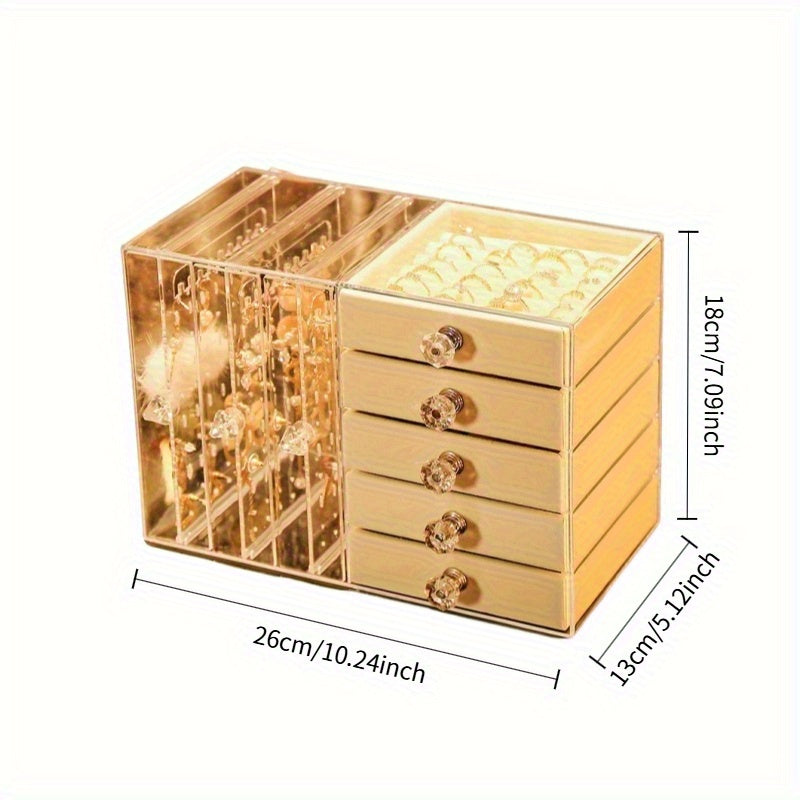 [Premium Jewelry Organizer] Elegant Premium Clear Multi-Function Jewelry Organizer | Designed for Earrings, Studs & Necklaces | Customizable Dividers | Stylish Home Decor Jewelry Towers