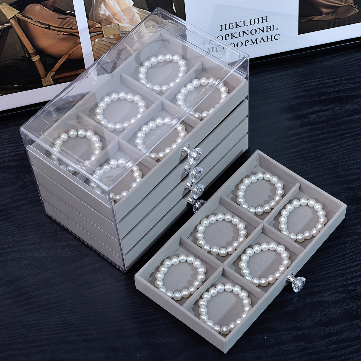 1pc Elegant 5-Layer Acrylic Jewelry Organizer Box with Drawers – Transparent Design for Necklaces, Bracelets, Earrings, and Rings – Perfect Gift for Valentine’s Day, Christmas, or Jewelry Lovers, Jewelry Box