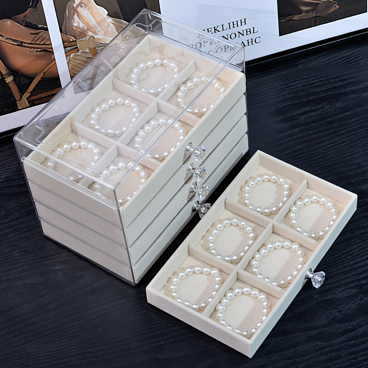 1pc Elegant 5-Layer Acrylic Jewelry Organizer Box with Drawers – Transparent Design for Necklaces, Bracelets, Earrings, and Rings – Perfect Gift for Valentine’s Day, Christmas, or Jewelry Lovers, Jewelry Box