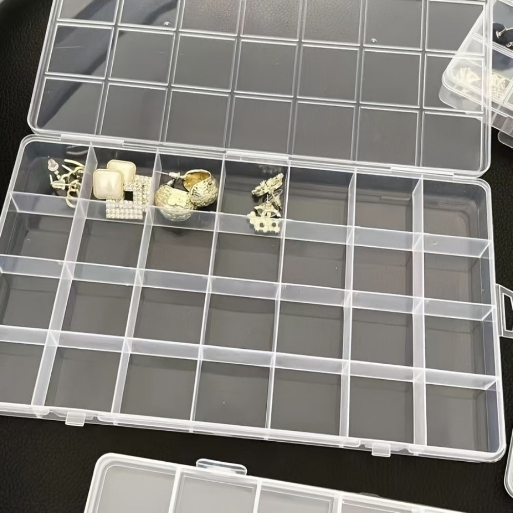 6pcs Clear Plastic Storage Box Set with Lids - Heavy-Duty Transparent Organizer with Labelled Compartments, Durable Stackable Design & Rounded Corners for Jewelry, Beads, Buttons, Screws, Nuts, Bolts - Ideal Moving Gift, Home & Office Organization (24