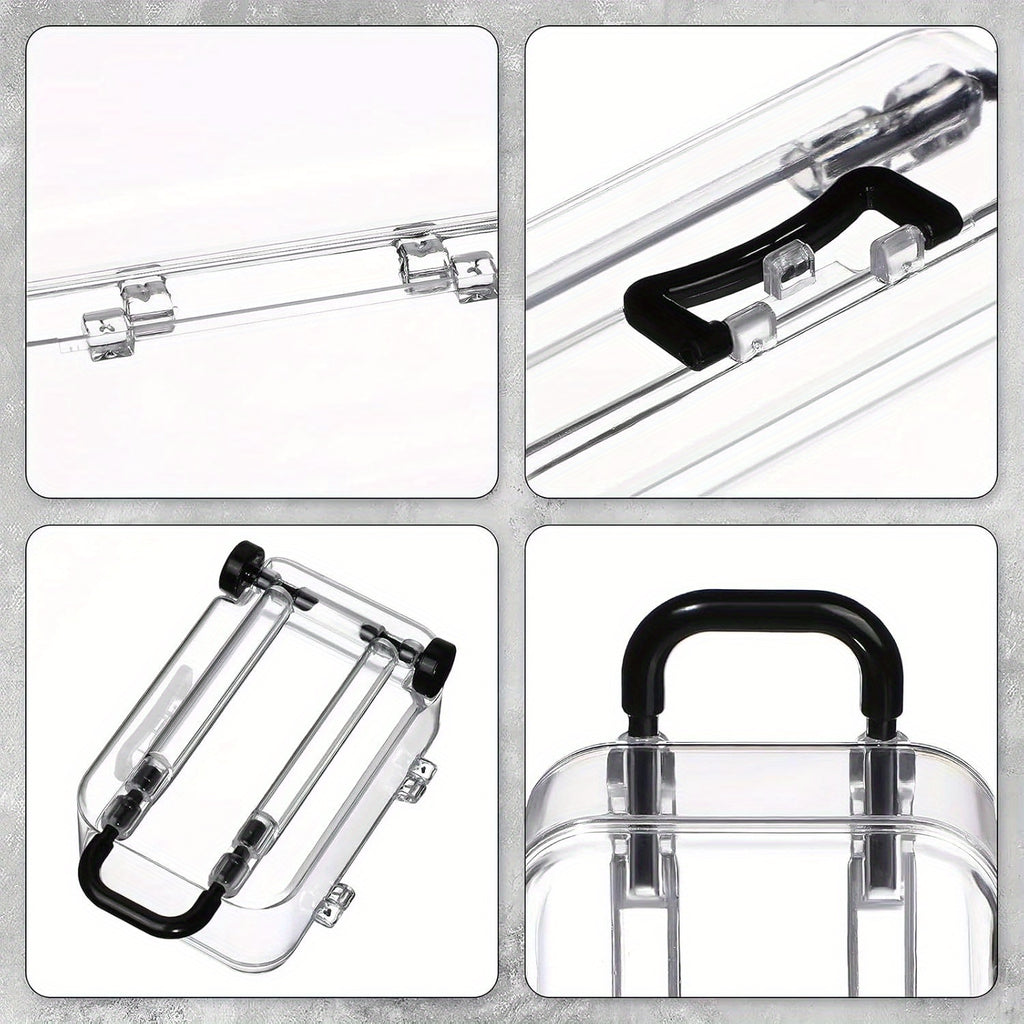28pcs Mini Luggage, Transparent Cube Travel Luggage, Candy And Jewelry Display Set with Wheels, Wedding Bride Gift Packaging Box, Suitable for Parties, Wedding Candy Box (Black), Jewelry Rolls