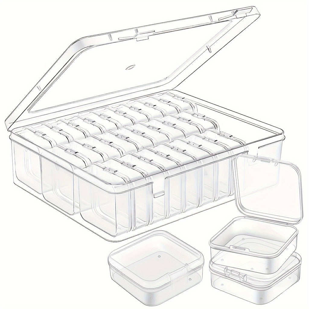 30pcs Plastic Storage Box Organizer Set - Transparent, Stackable Bins with Lock-Tight Latches for Crafts, Beads, Jewelry, Hardware, And Small Accessories,Diy Crafts,Beading Storage,Beading&Jewelry Making