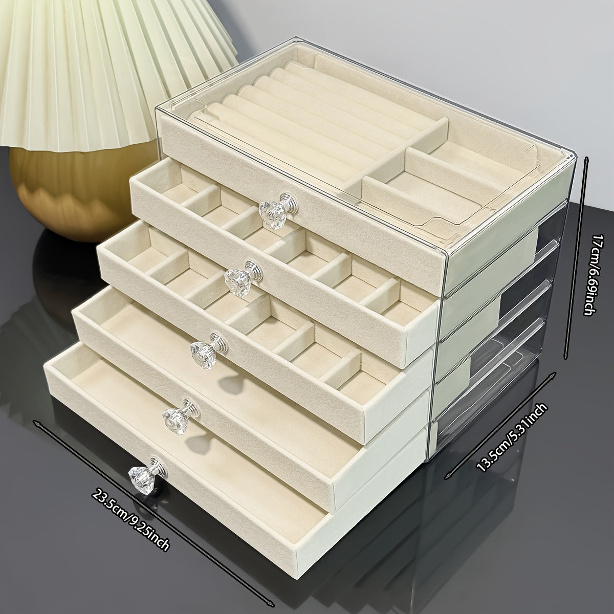 1pc Elegant 7-Layer Large Capacity Jewelry Organizer Box with Soft Flannel Lining - Light Blue Plastic Storage Case for Bracelets, Necklaces, Earrings, Rings - Multi-Compartment Design with Secure Clasp Closure, Classic Octagonal Shape for Vanity or Desk,