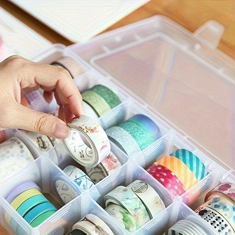 2pcs Large Transparent Plastic Storage Box with 15 Compartments - Suitable for Beads, Jewelry, Crafts, etc, Transparent Plastic Storage Box for Jewelry, Jewelry Box, Bead Organizer, Home Organization, Classic Design, Rectangular Container, Lightweight