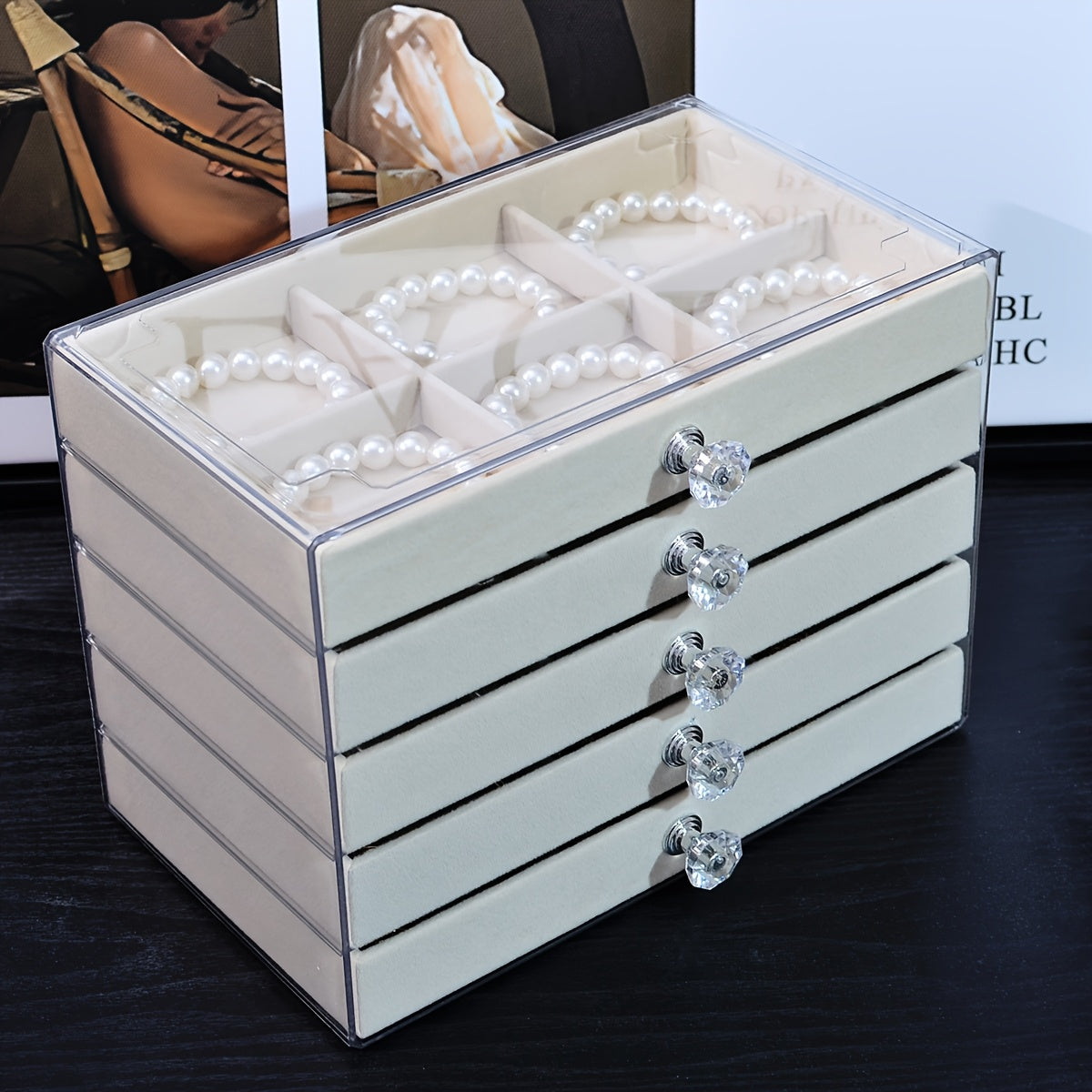 1pc Elegant 5-Layer Acrylic Jewelry Organizer Box with Drawers – Transparent Design for Necklaces, Bracelets, Earrings, and Rings – Perfect Gift for Valentine’s Day, Christmas, or Jewelry Lovers, Jewelry Box