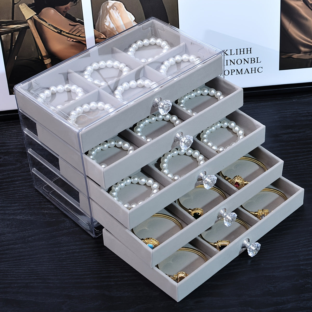 1pc Elegant 5-Layer Acrylic Jewelry Organizer Box with Drawers – Transparent Design for Necklaces, Bracelets, Earrings, and Rings – Perfect Gift for Valentine’s Day, Christmas, or Jewelry Lovers, Jewelry Box