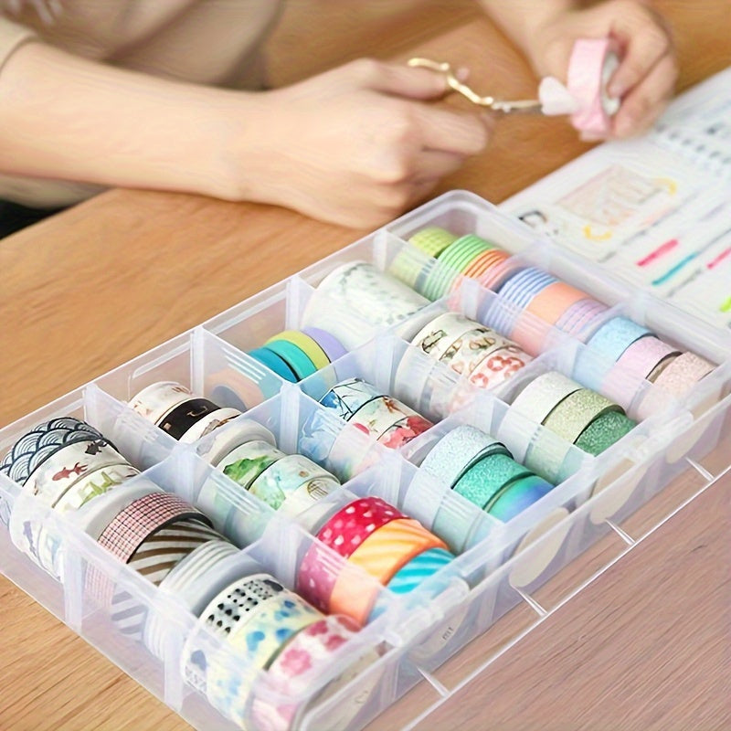 2pcs Large Transparent Plastic Storage Box with 15 Compartments - Suitable for Beads, Jewelry, Crafts, etc, Transparent Plastic Storage Box for Jewelry, Jewelry Box, Bead Organizer, Home Organization, Classic Design, Rectangular Container, Lightweight