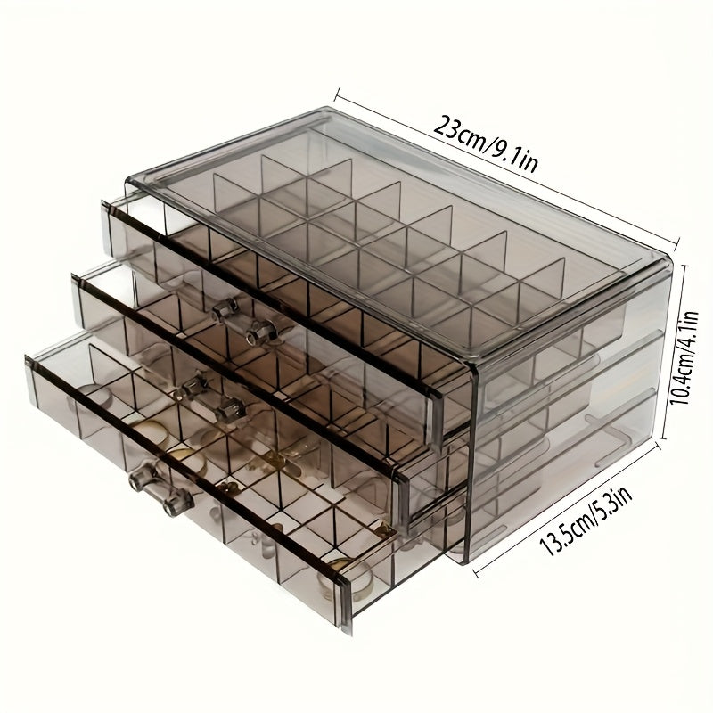 3-Tier Jewelry Organizer Box with Lid - 72-Compartment Clear Plastic Storage for Earrings, Necklaces, Bracelets, Crafts & Seeds - Multi-Layer Drawer Design for Easy Organization, Jewelry Organizer Storage