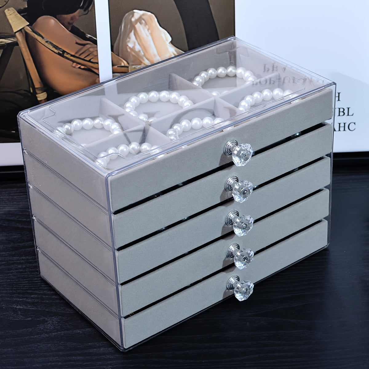 1pc Elegant 5-Layer Acrylic Jewelry Organizer Box with Drawers – Transparent Design for Necklaces, Bracelets, Earrings, and Rings – Perfect Gift for Valentine’s Day, Christmas, or Jewelry Lovers, Jewelry Box