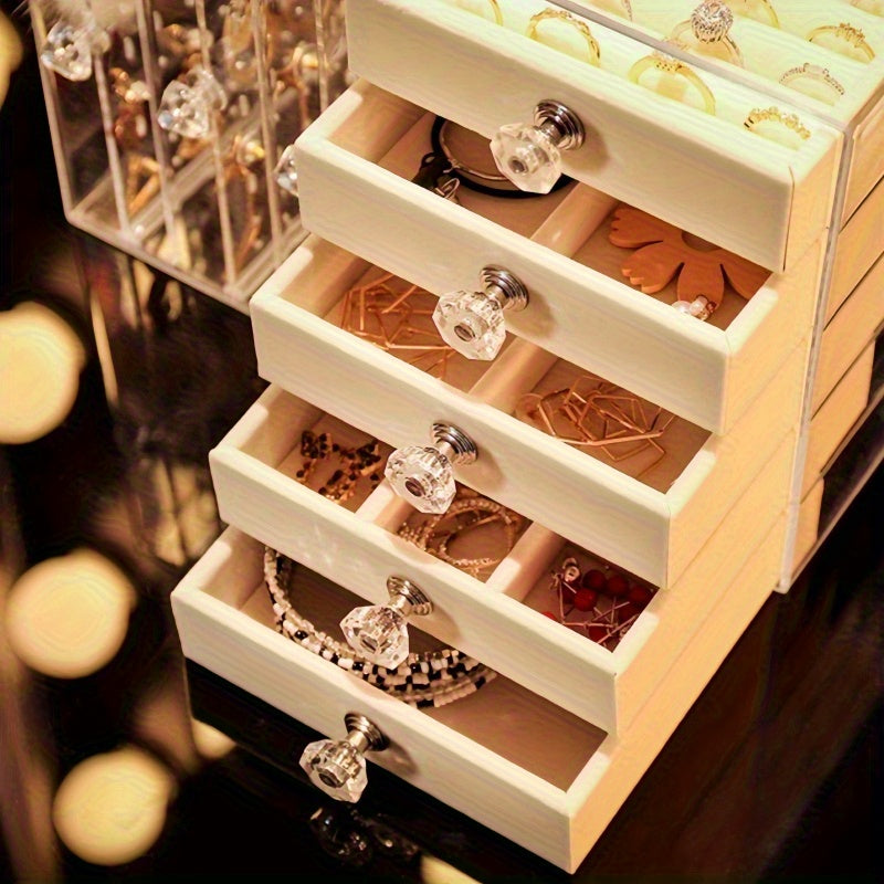 [Premium Jewelry Organizer] Elegant Premium Clear Multi-Function Jewelry Organizer | Designed for Earrings, Studs & Necklaces | Customizable Dividers | Stylish Home Decor Jewelry Towers
