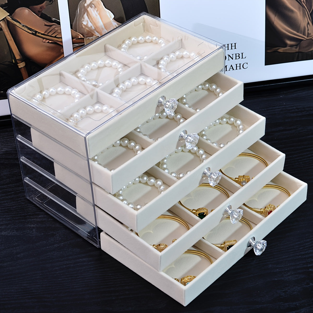 1pc Elegant 5-Layer Acrylic Jewelry Organizer Box with Drawers – Transparent Design for Necklaces, Bracelets, Earrings, and Rings – Perfect Gift for Valentine’s Day, Christmas, or Jewelry Lovers, Jewelry Box