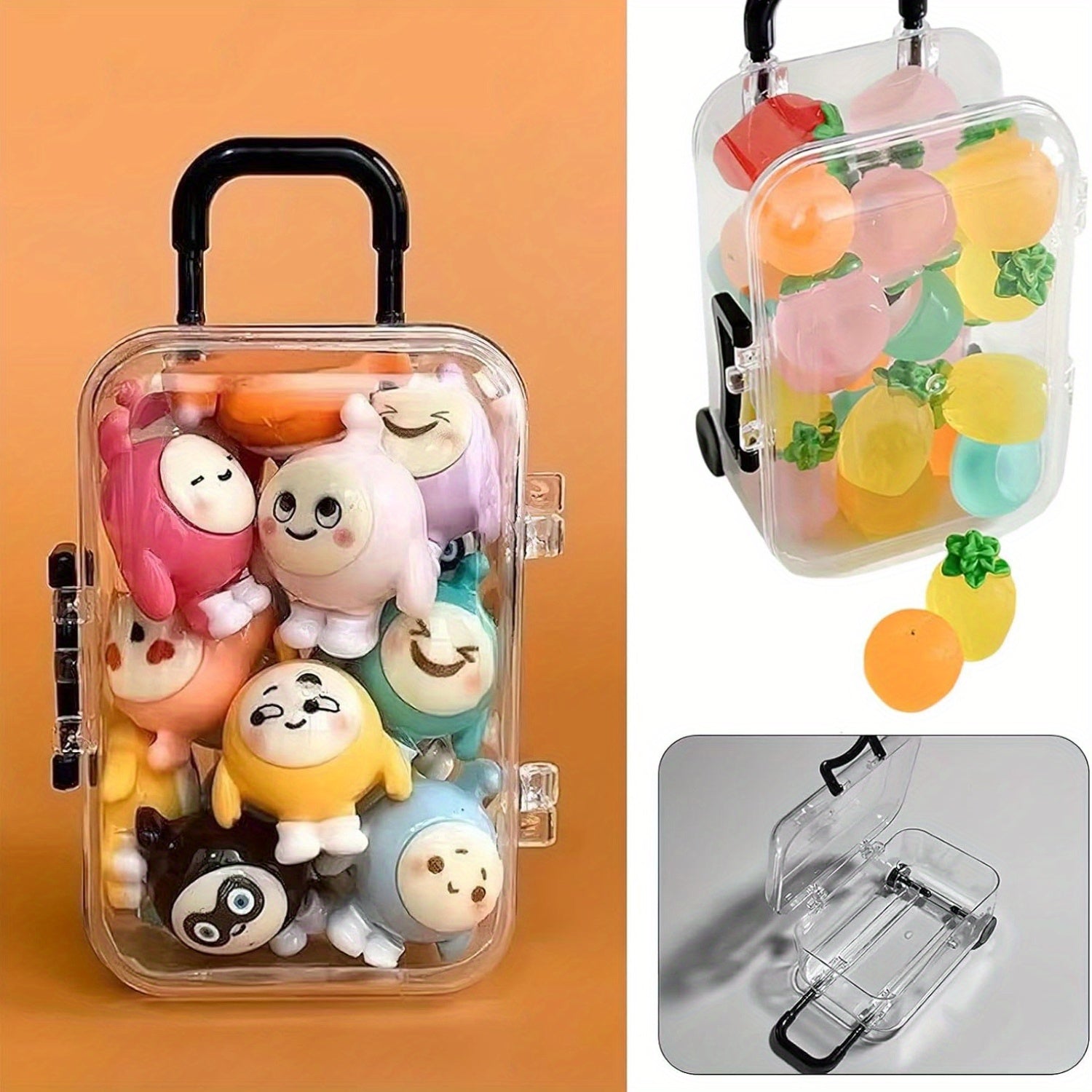 28pcs Mini Luggage, Transparent Cube Travel Luggage, Candy And Jewelry Display Set with Wheels, Wedding Bride Gift Packaging Box, Suitable for Parties, Wedding Candy Box (Black), Jewelry Rolls