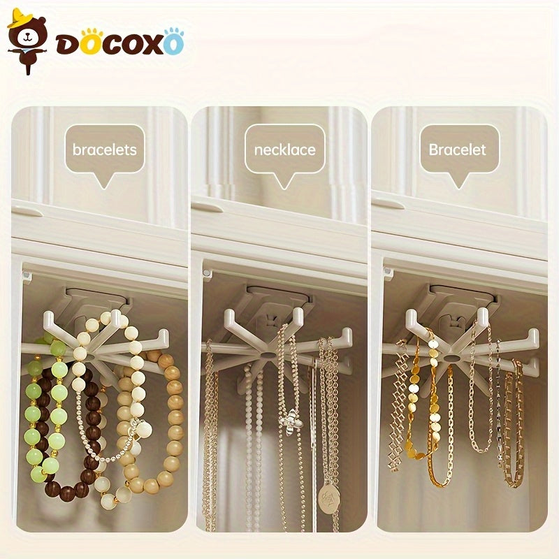 1pc DOCOXO European-Style Jewelry Box Organizer - Large Capacity Desktop Storage with Leather-Lined Interior, Secure Snap Closure, Multi-Compartment Design for Necklaces, Earrings, Rings - Elegant White Polished Finish, Jewelry Organizer Storage Box,